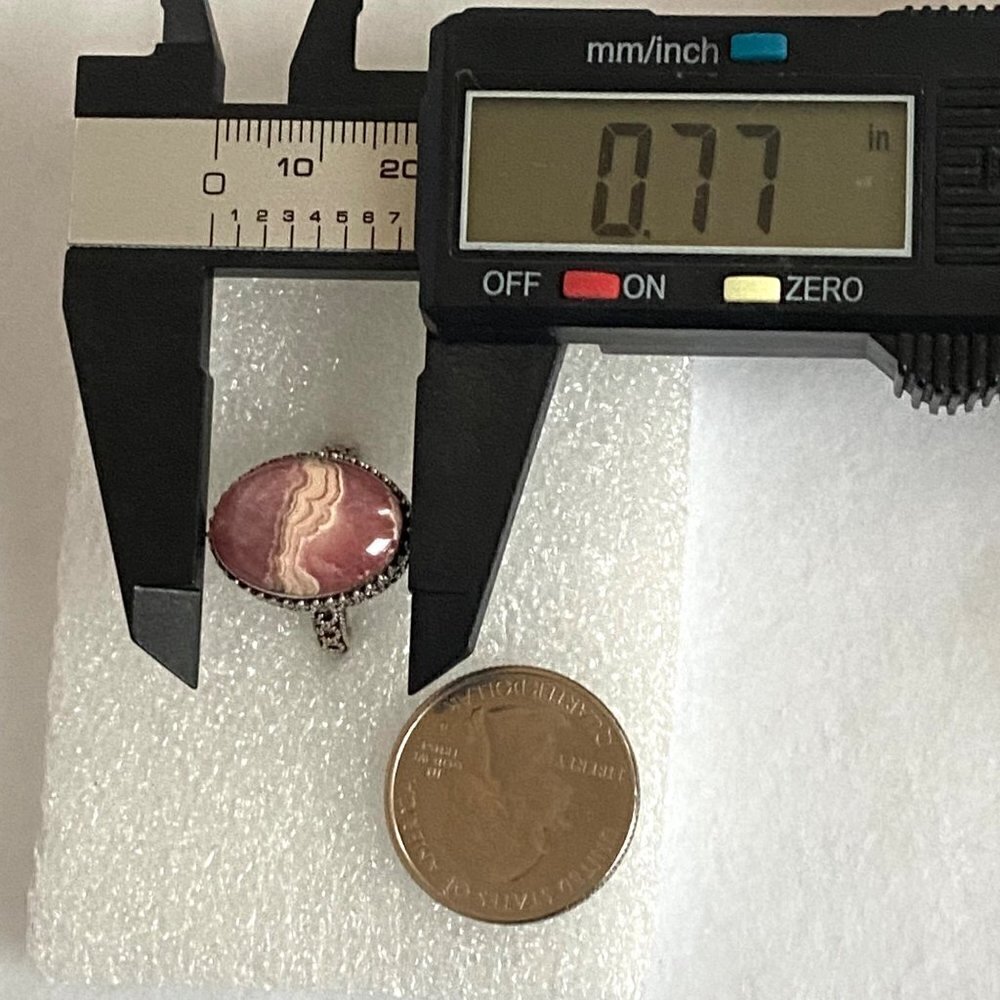 Sterling Silver 925 MNSN Oval Bezel Set Pink Rhodochrosite Cabochon Ring Sz 6.5 - Picture 16 of 16